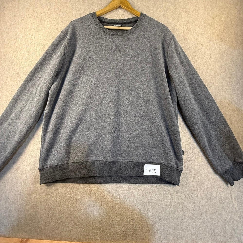 Eddie Bauer Mens XL Gray Heather Crewneck Fleece Sweatshirt Long Sleeve Pullover